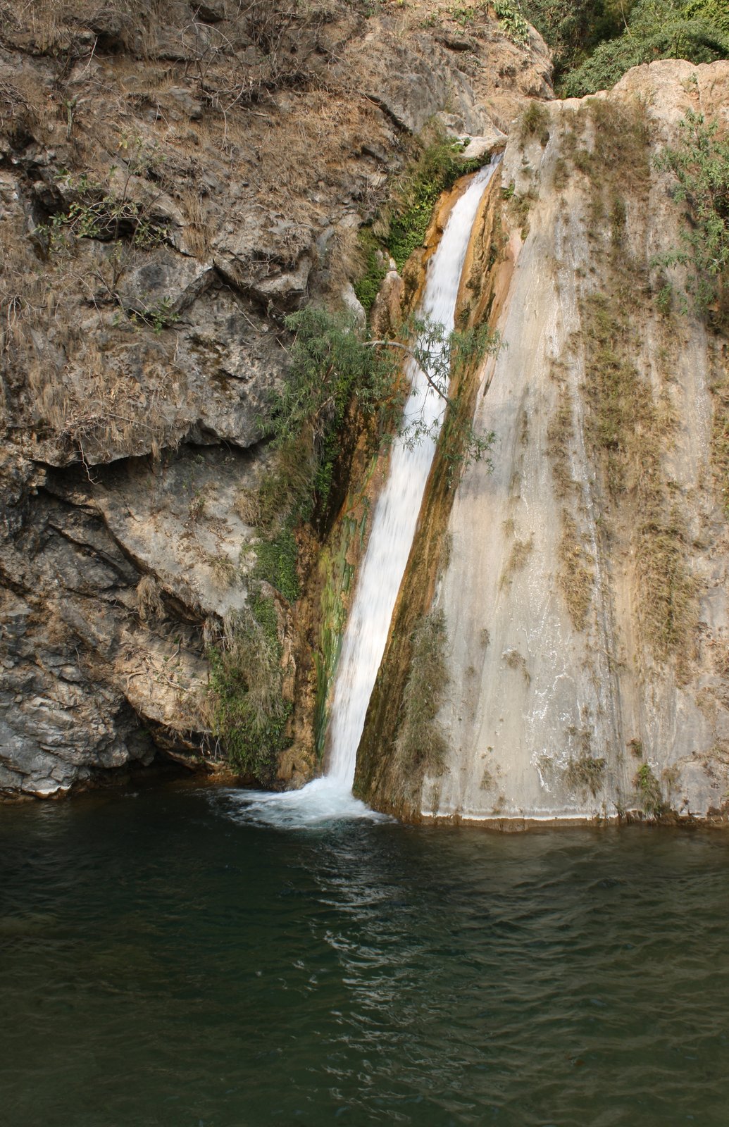 Natural Forest Waterfall Near Rishikesh